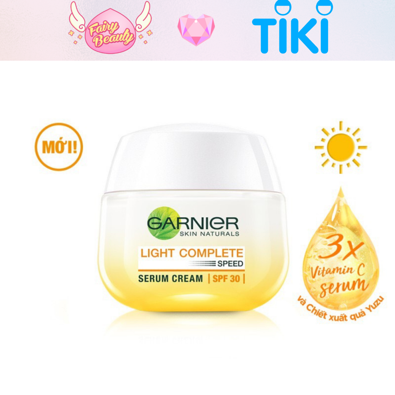 [GARNIER] Kem Dưỡng Ban Ngày Chứa Vitamin C Giúp Trắng Da, Mờ Thâm Nám Mềm Mịn Bright Complete Serum Cream SPF30 50/18ml