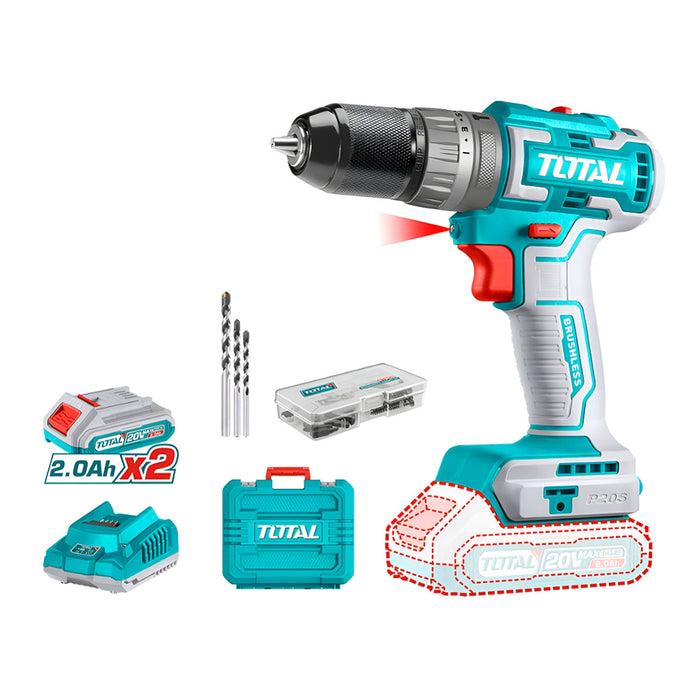 MÁY KHOAN BÚA KHÔNG CHỔI THAN DÙNG PIN LITHIUM-ION 20V 50NM TOTAL TIDLI20508 - HÀNG CHÍNH HÃNG