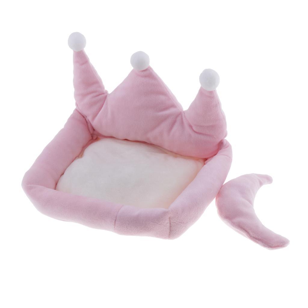 Cute Crown Shape Dog Sleeping Bed Cozy Winter Warm Cat Dog House Pink