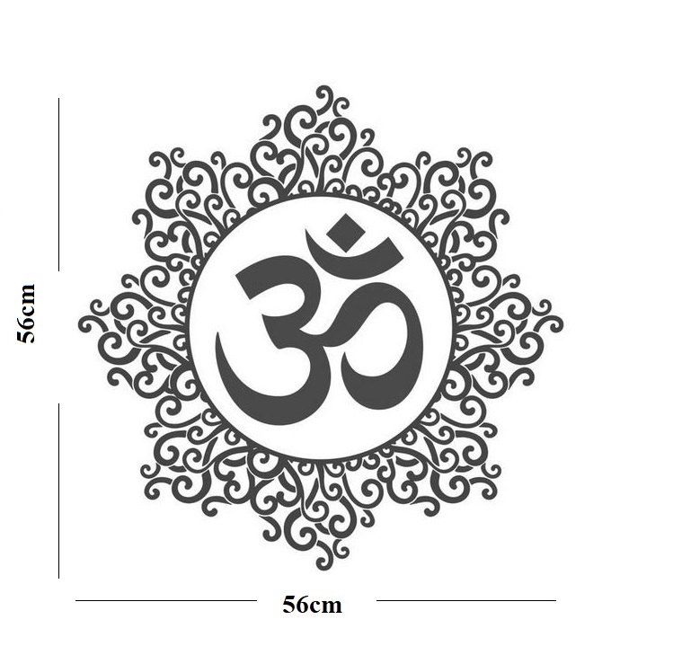 Decal dán tường hình bông hoa chữ OM thanh tịnh