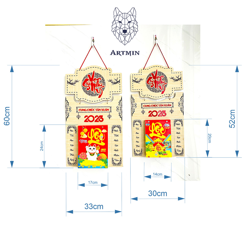 Lịch Tết Treo Tường Hot 2023 - Quý Mão 2023 - Lịch Gỗ Biểu Tượng Thần Tài May Mắn