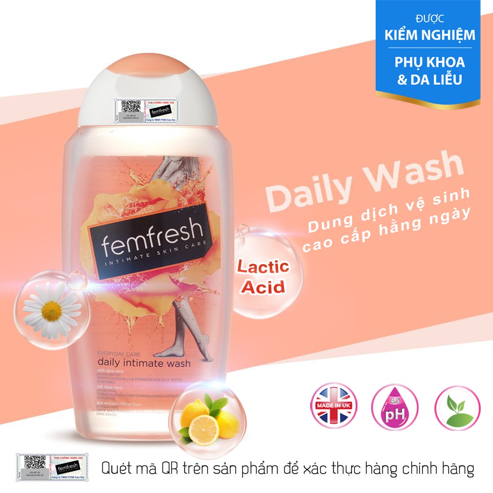Dung Dịch Vệ Sinh Phụ Nữ Cao Cấp Dùng Hàng Ngày Femfresh Daily Intimate Wash 250ml