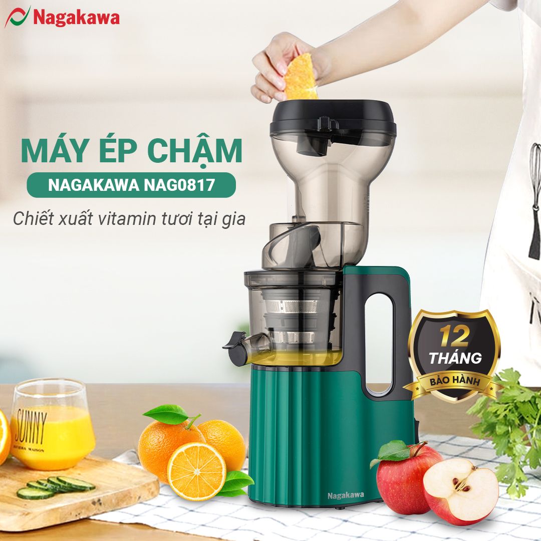 Máy ép chậm Nagakawa NAG0817 – Dung tích 300ml – Công suất 150w - Hàng Chính Hãng