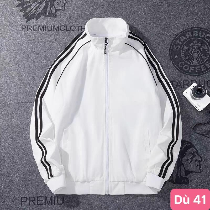 Áo khoác dù nam nữ màu xanh trắng 3 sọc chất liệu dù gió 2 lớp cao cấp dáng from bóng chày bomber đẹp HD07 Nhiều mẫu mới