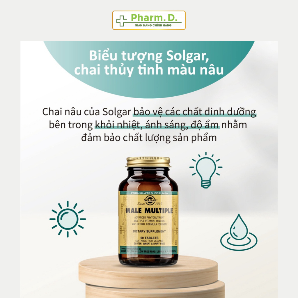 Viên Uống Solgar Male Multiple Giúp Giảm Stress, Bổ Sung Vitamin Và Khoáng Chất Hỗ Trợ Sức Khỏe Cho Nam Giới (Hộp 60 Viên)