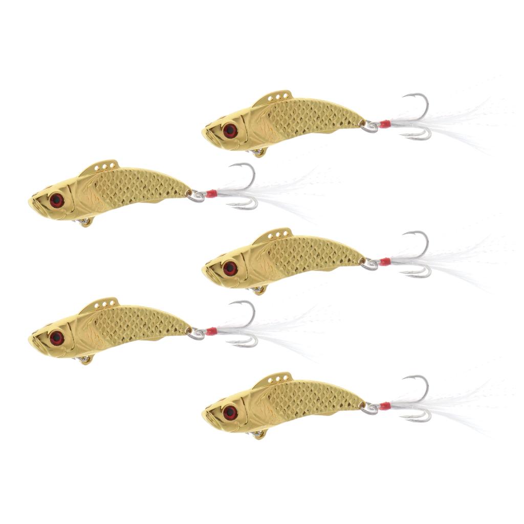 5pcs Sequin Spoon Fishing Lure Casting Jigging Bass Bait VIB Swimbait