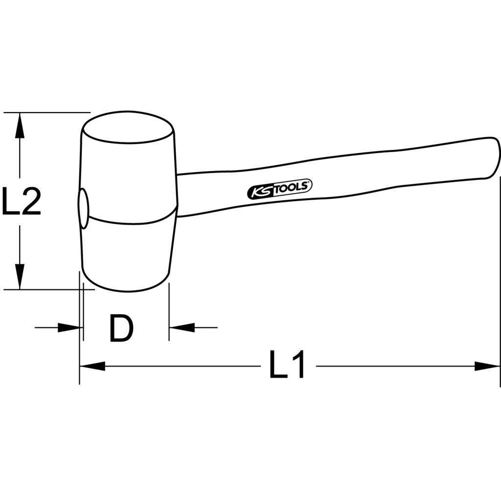 Búa cán gỗ đầu cao su 300 gram KS Tools 140.5221