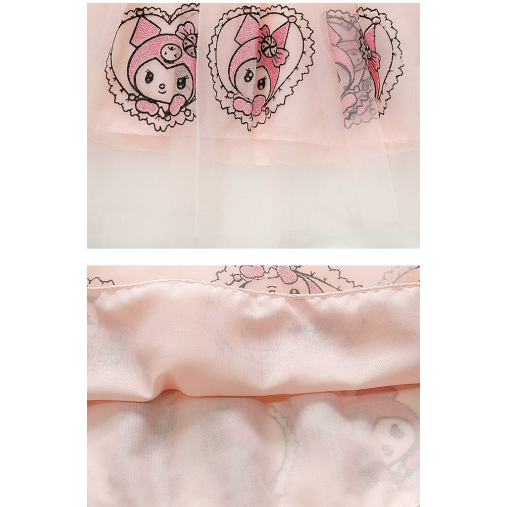 Đầm váy công chúa cho bé gái phong cách hàn quốc mẫu kuromi elsa size 10-20kg hàng Quảng Châu
