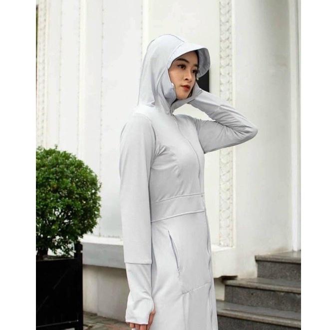 Áo chống nắng thân dài nữ GU 2 lớp dày dặn có lưới thoáng khí chống tia UV cao cấp mã CNTD110