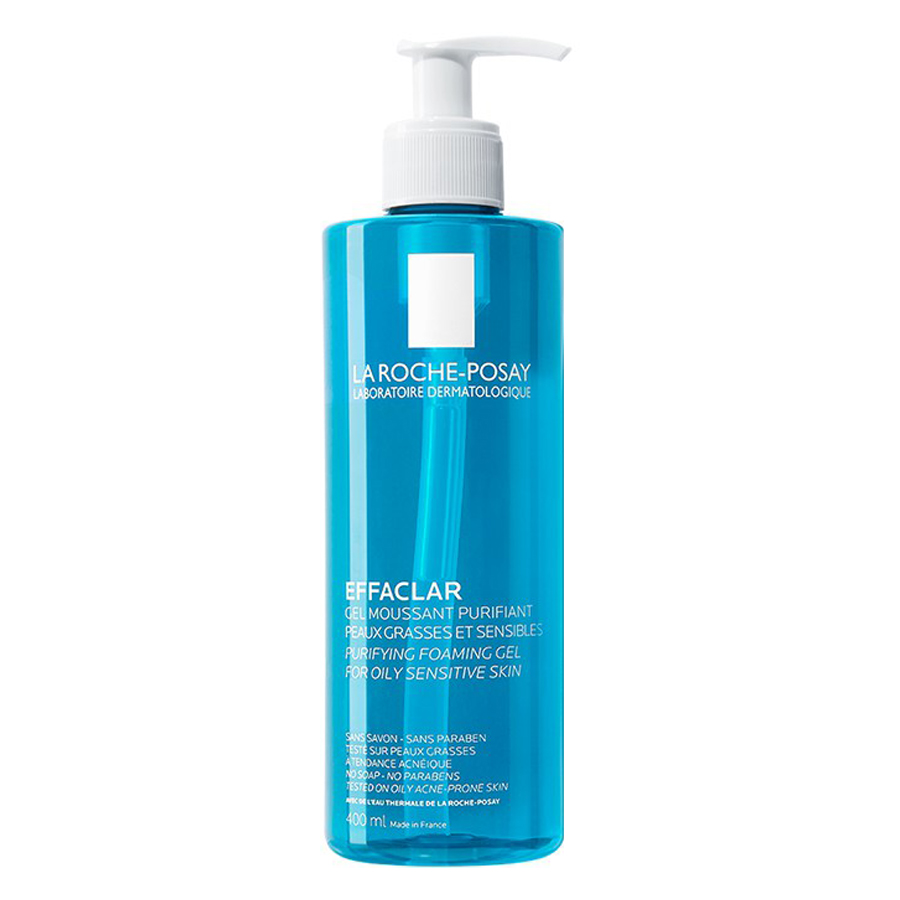 Gel rửa mặt tạo bọt làm sạch &amp; giảm nhờn cho da dầu nhạy cảm La Roche-Posay Effaclar Purifying Foaming Gel (400ml) tặng băng đô mèo xinh xắn