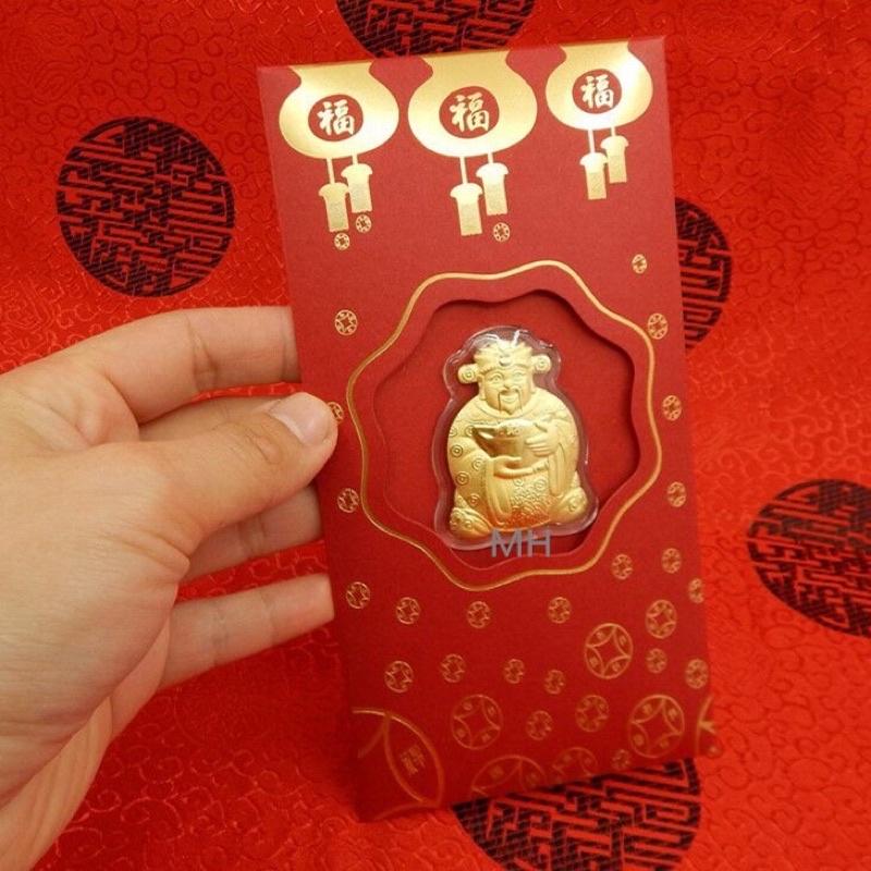 Bao Lì Xì Thần Tài - Bao Lì Xì Tết Nguyên Đán Ngày Vía Thần Tài Mạ Vàng - Sung Túc Cả Năm Tiền Bạc Đầy Túi