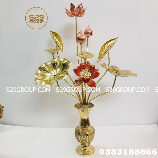 đồ thờ cúng bằng đồng  ( hoa sen hồng bằng đồng) hoa to m878