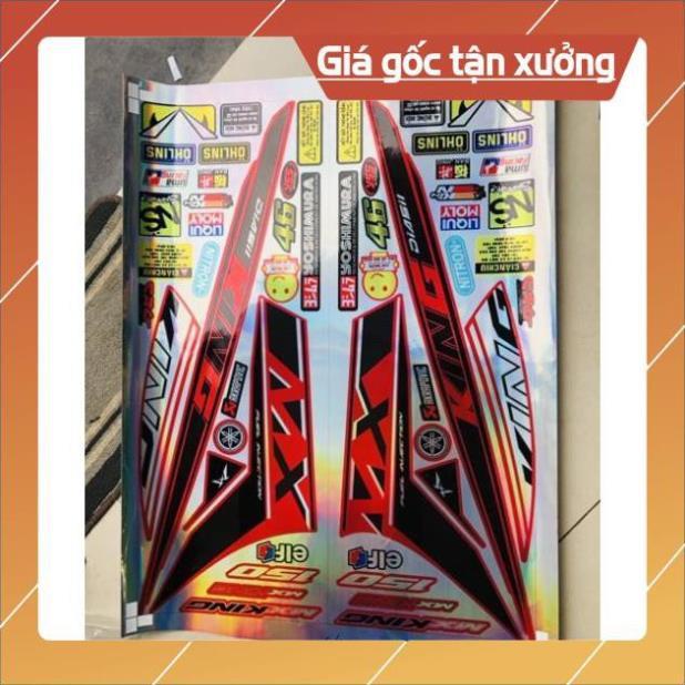 Trọn bộ tem rời Mxking dán xe đỏ chất liệu Crom 7 màu titan