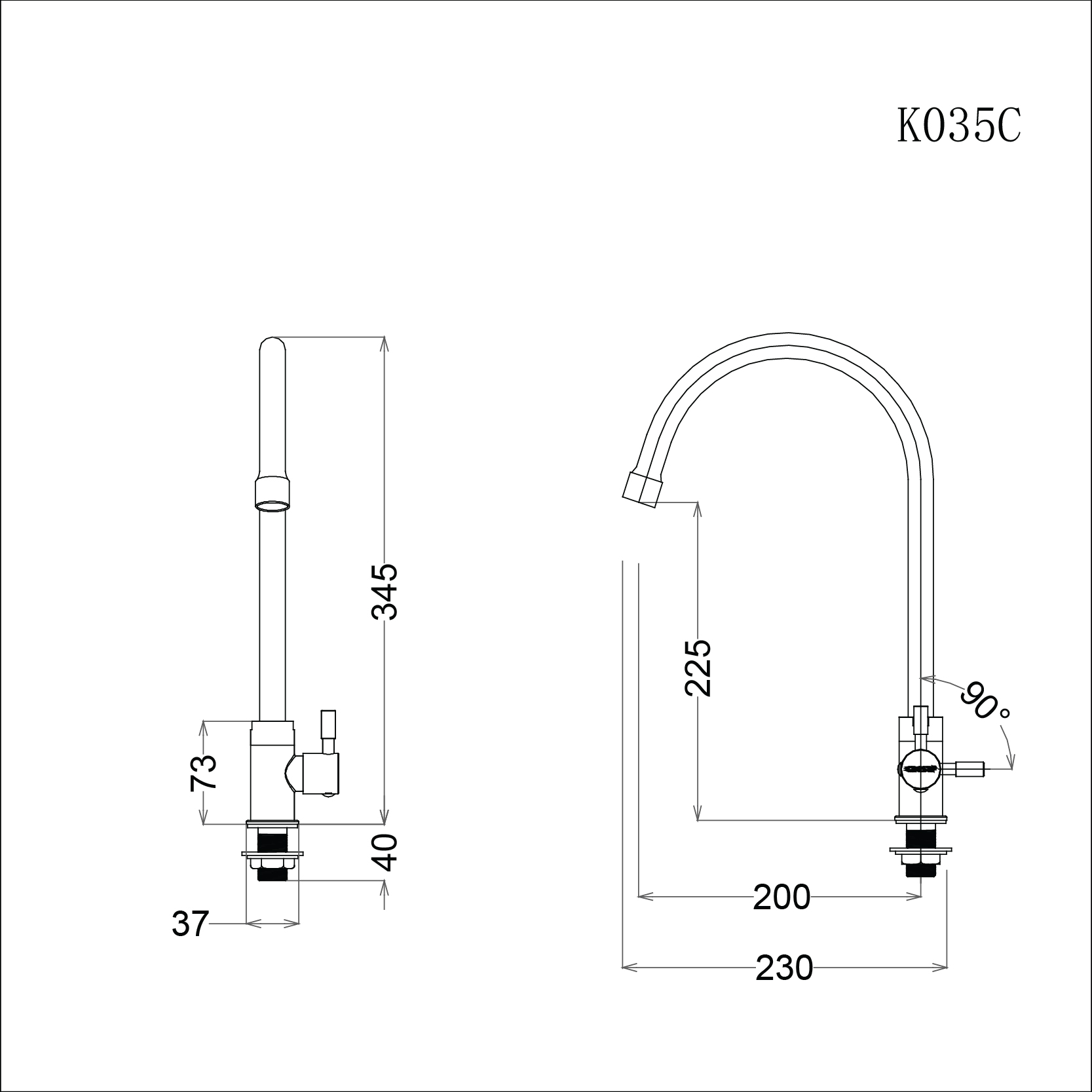 Vòi bếp lạnh cao cổ gắn chậu  Caesar K035C (chưa bao gồm dây cấp)