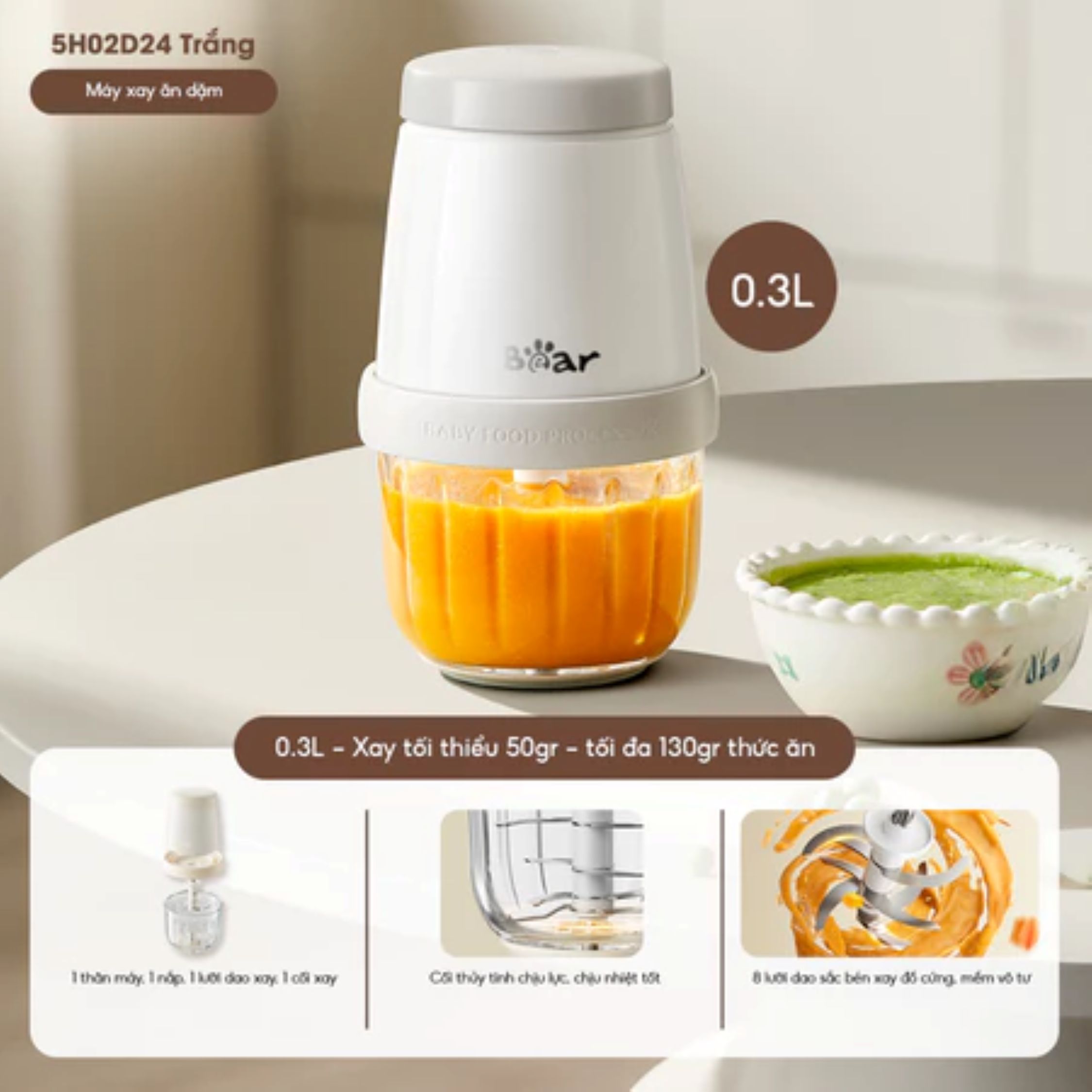 Máy xay ăn dặm Bear 0.3L CH-5H02D24 - Hàng Chính Hãng
