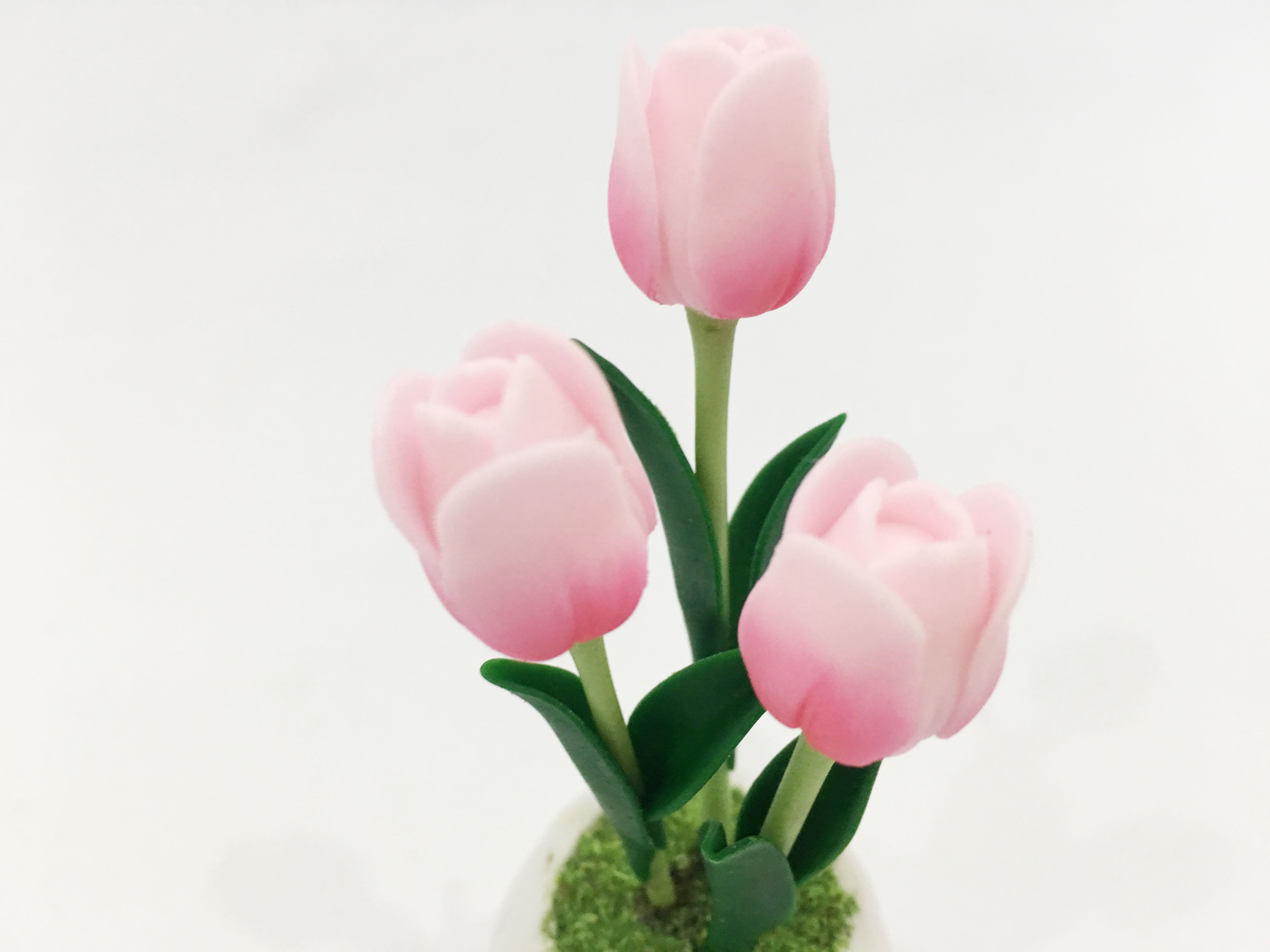 Chậu hoa đất sét mini - Cây tulip / Uất kim hương (phát màu ngẫu nhiên) - Quà tặng trang trí handmade