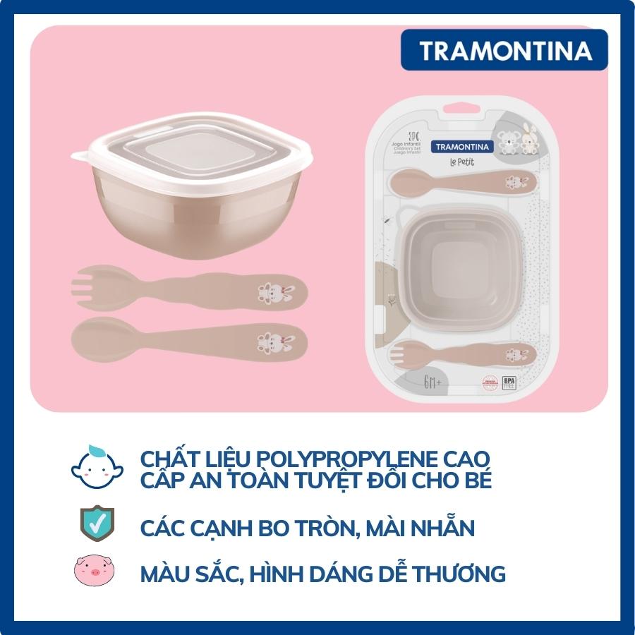 Thìa Dĩa Ăn Dặm Cho Bé Thương hiệu Tramontina Thiết Kế Hoạt Hình Dễ Thương Chất Liệu An Toàn Không Chứa BPA Sản Xuất Tại Brazil