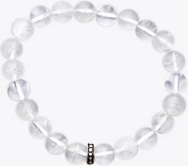 Vòng Tay Đá Thạch Anh Trắng Charm Bạc Thái - Kim Thủy