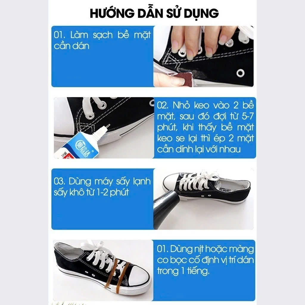 Keo Dán Giày Chuyên Dụng, Mau Khô, Chống Nước, Đàn Hồi, Keo Đa Năng Siêu Dính