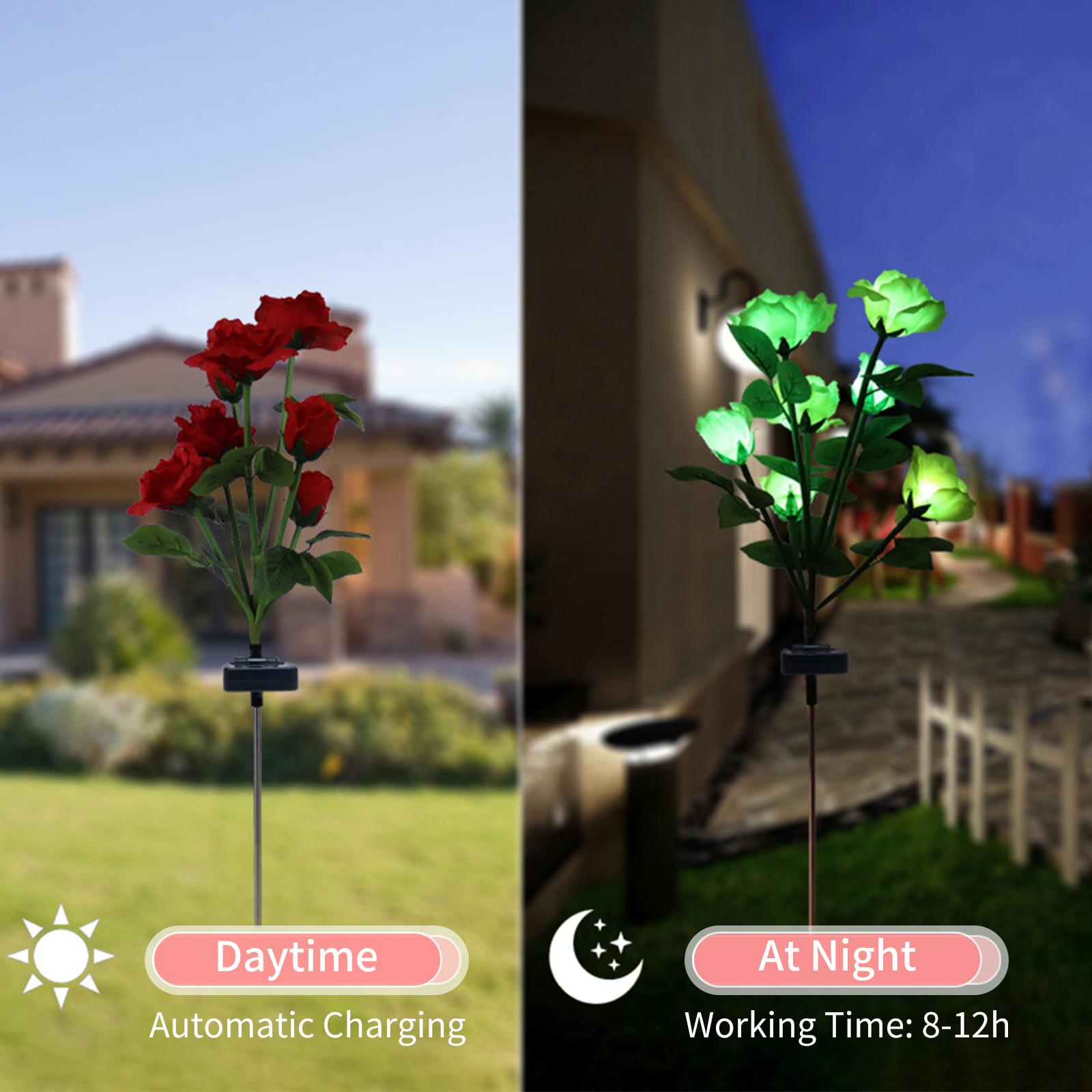 Đèn LED hoa năng lượng mặt trời thay đổi 7 màu, trang trí cảnh quan sân vườn ngoài trời