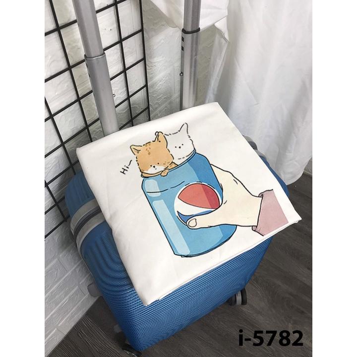 Áo Thun Nữ Tay Ngắn Cổ Tròn Hình 2 Con Cún Mini