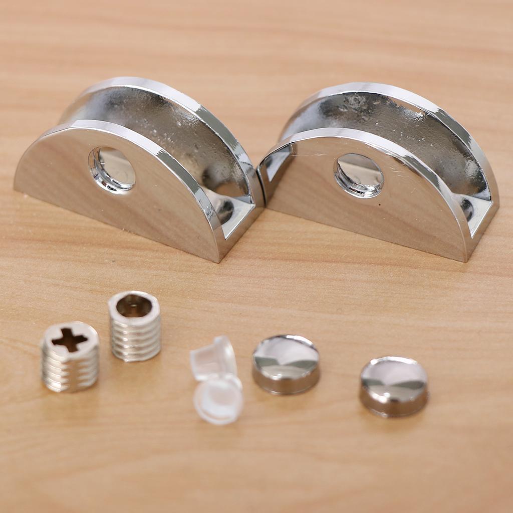 3x2pc Zinc Alloy Fixed Glass Half Circle Adjustable Glass Brackets 8-10mm