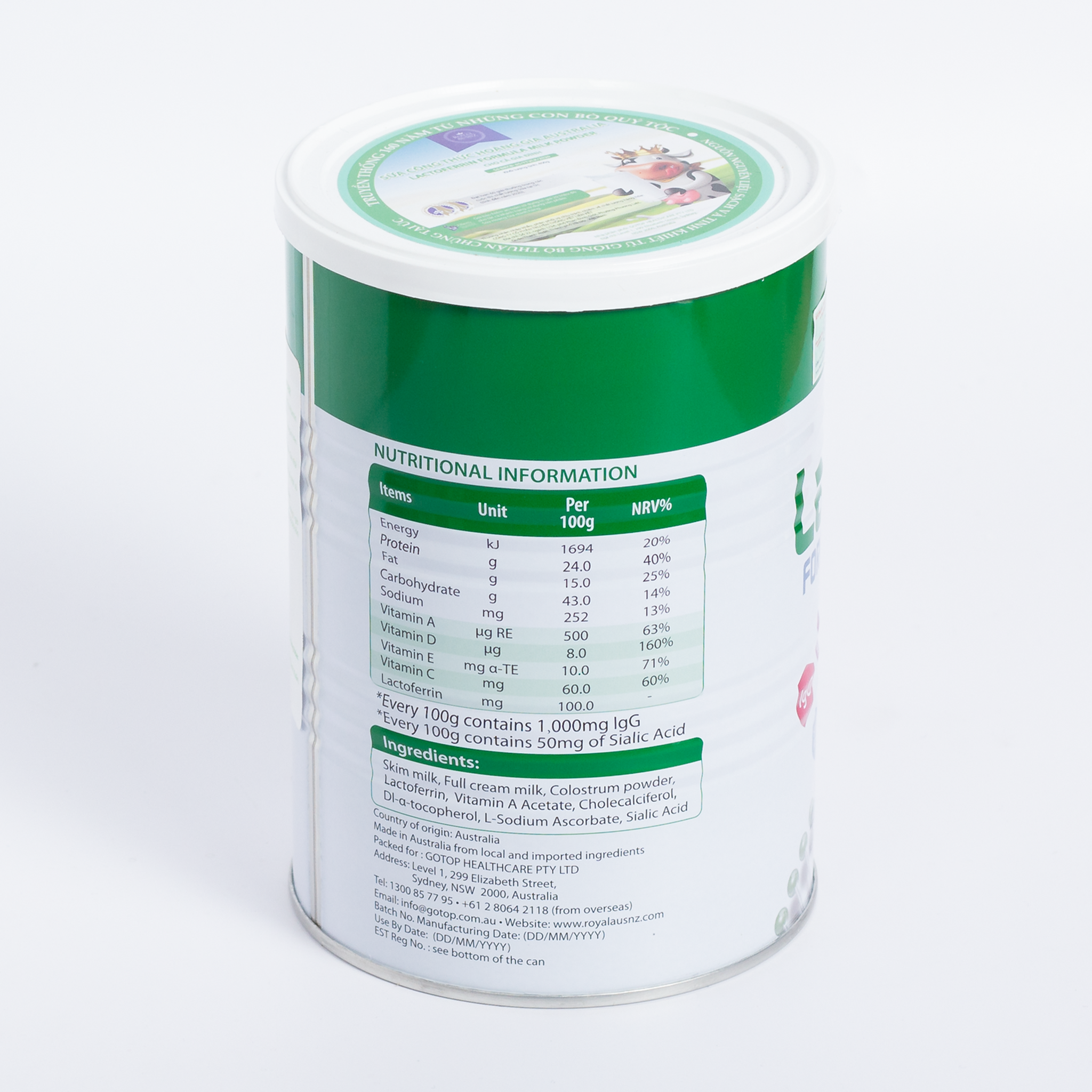 Lactoferrin formula milk powder tăng cường sức đề  kháng