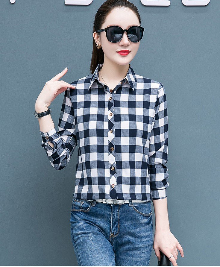 Áo sơ mi nữ kẻ màu thời trang s30