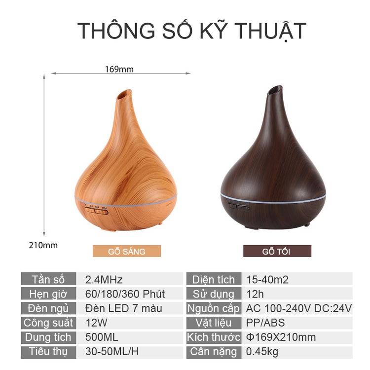 Máy Khuếch Tán Tinh Dầu, Máy Xông Tinh Dầu Quả Bầu Dung Tích 500ml - Tặng Tinh Dầu 10ml - GULIFE MKT-GL86 Bảo Hành 12th