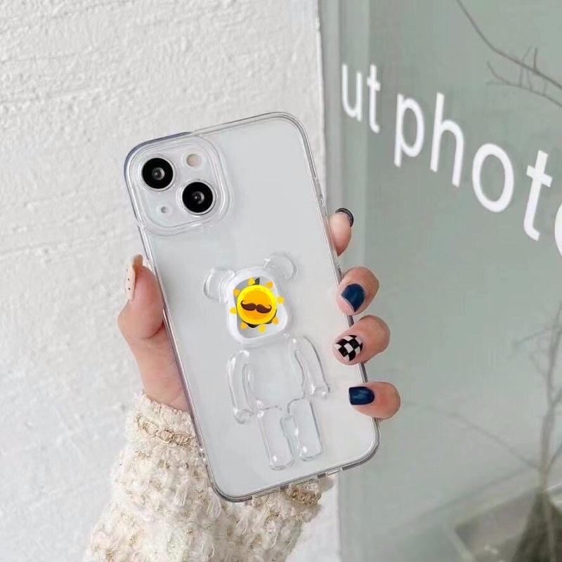 Ốp lưng trong suốt in hình gấu 3D mạ màu cho 13promax 12/12promax 11/ Pro Xs Max X/Xs 8 7 Plus 6Plus 6/6s