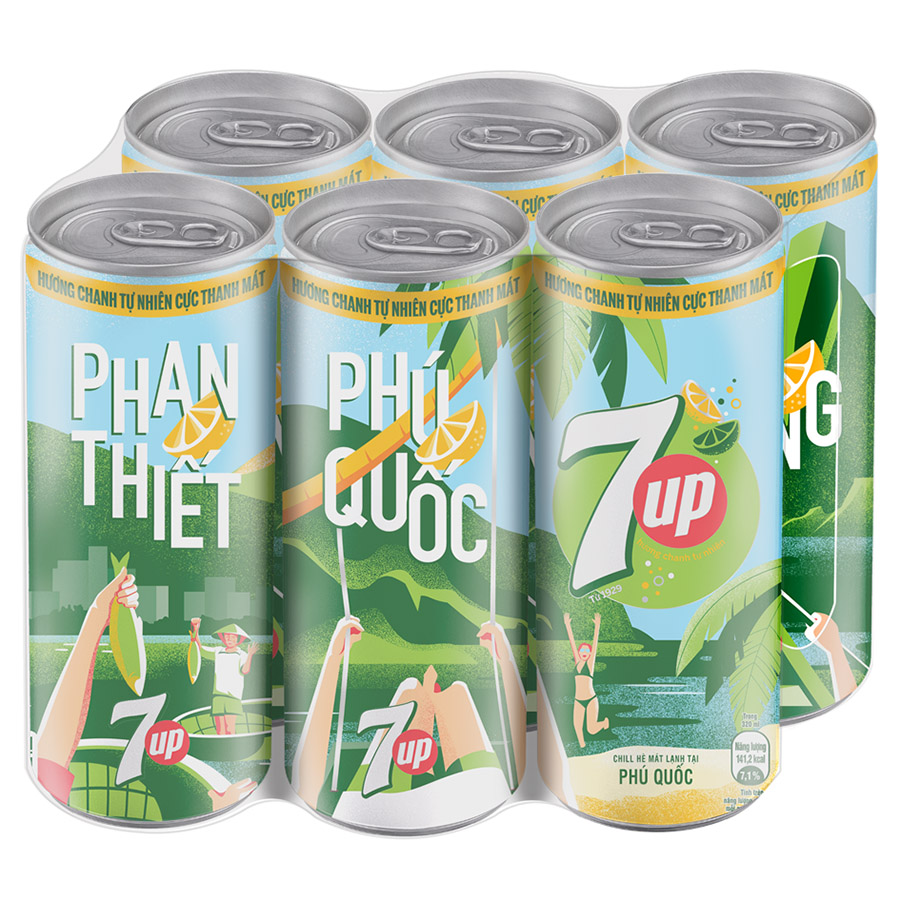 Lốc 6 Lon Nước Ngọt Có Gaz 7Up