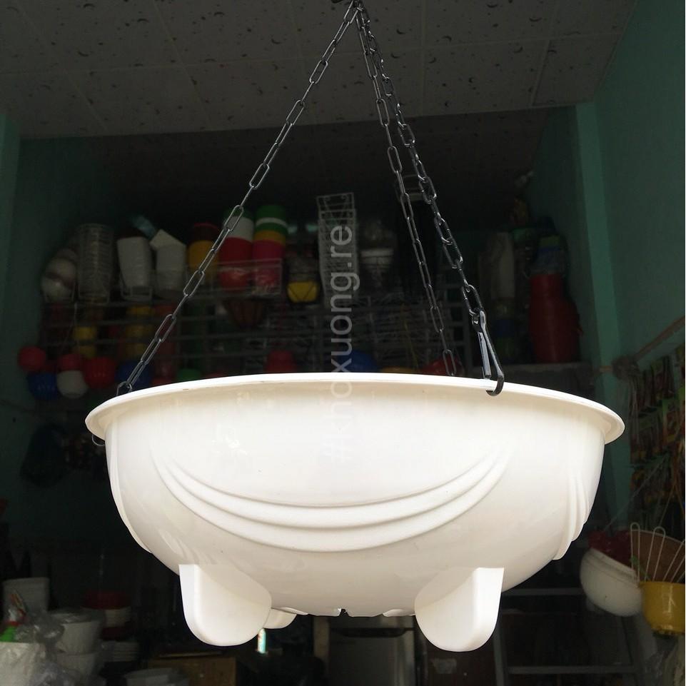 Chậu Nhựa Treo Xích, Chảo Treo Hoa Kiểng Loại Rất Dày + Tặng Kèm Dây Xích