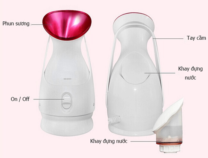 Máy xông hơi, phun sương, massage làm đẹp da mặt ZJ-608 màu Trắng hồng