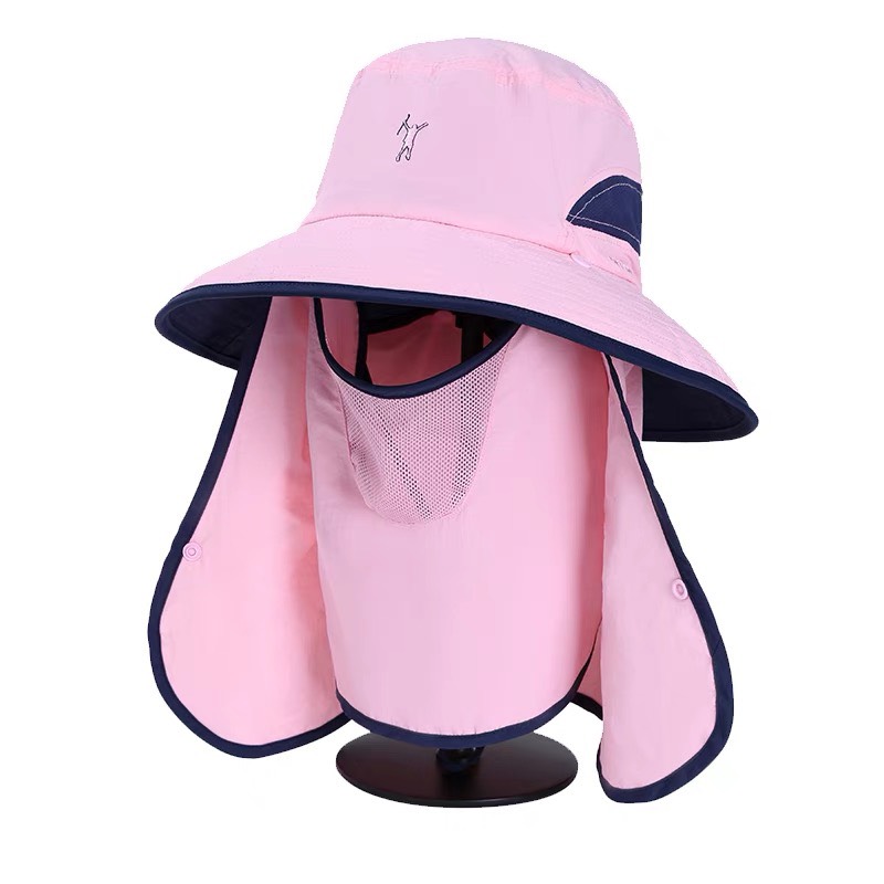 Mũ nón golf chống nắng nam nữ vành rộng thoáng khí kem khẩu trang có thể tháo rời MG008