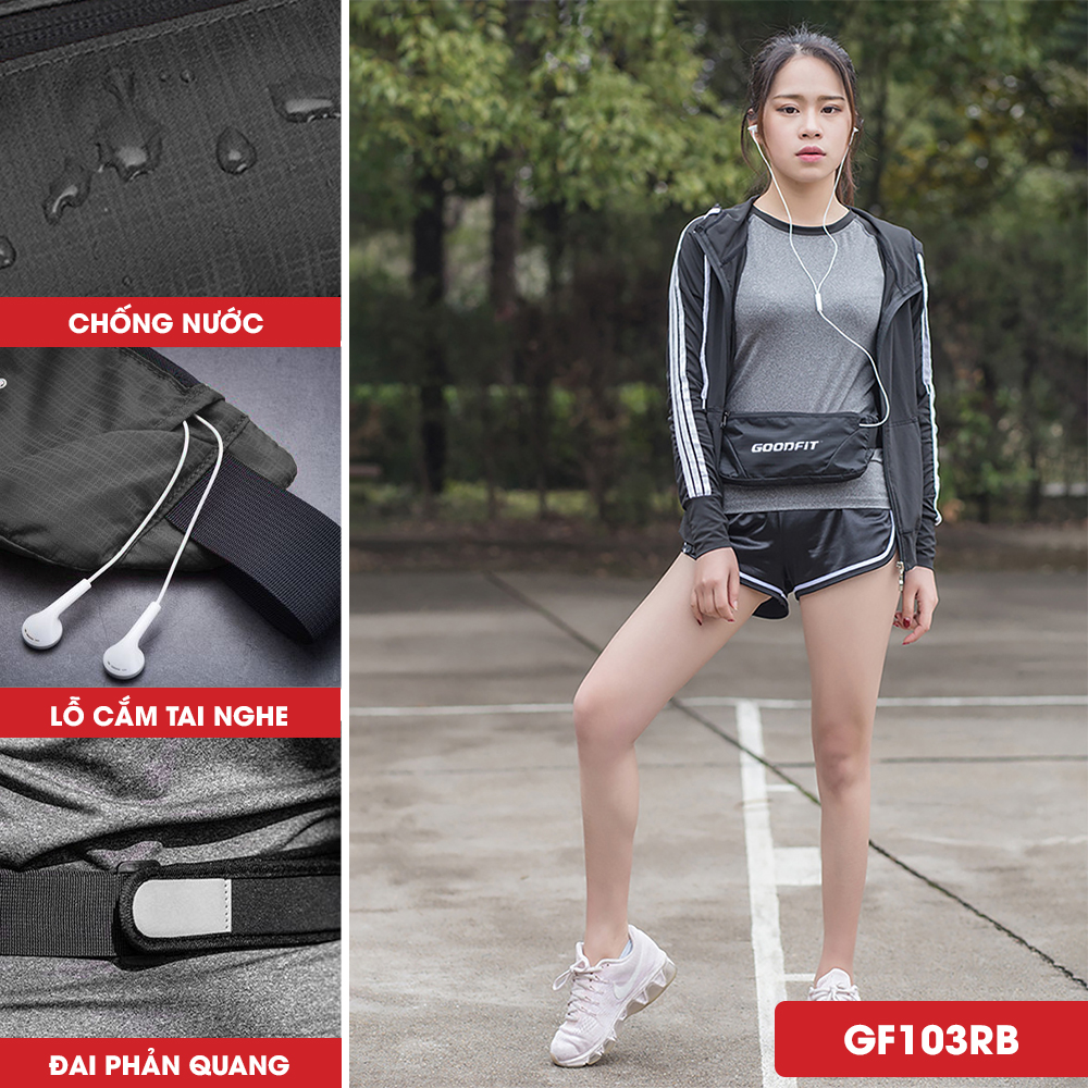 Túi đeo bụng, đai đeo điện thoại chạy bộ chính hãng Goodfit GF10X chống nước, phản quang, sức chứa lớn