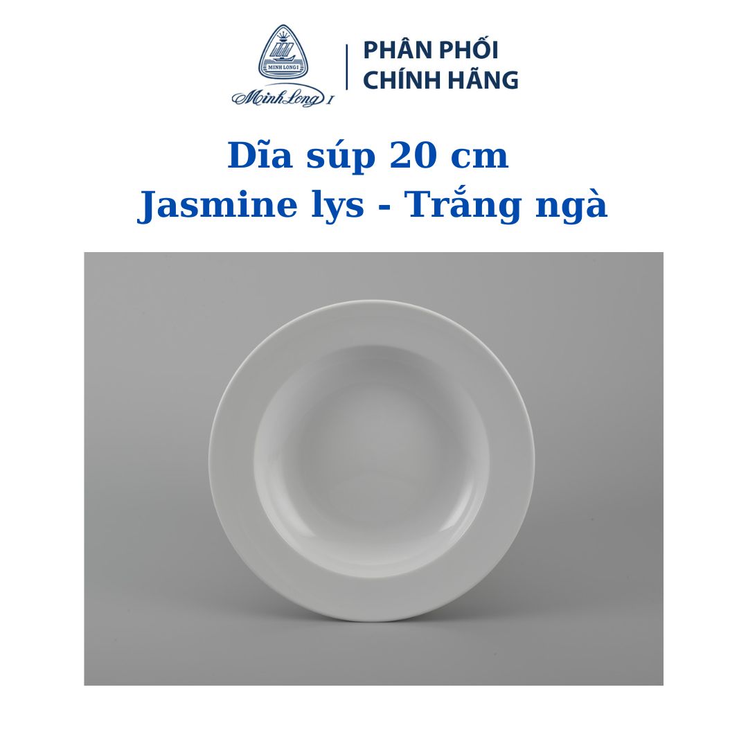 Dĩa súp 20 cm - Jasmine - Trắng ngà - Gốm sứ cao cấp Minh Long 1