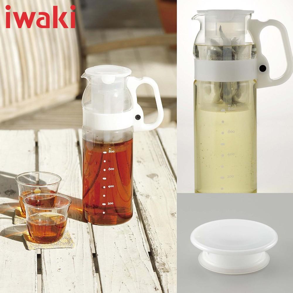 Bình nước thủy tinh Iwaki 1,3L tay cầm trắng