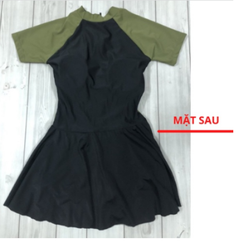 Đồ bơi nữ bikini đi biển kín đáo tay ngắn khóa kéo phối váy VATIXA BKN104