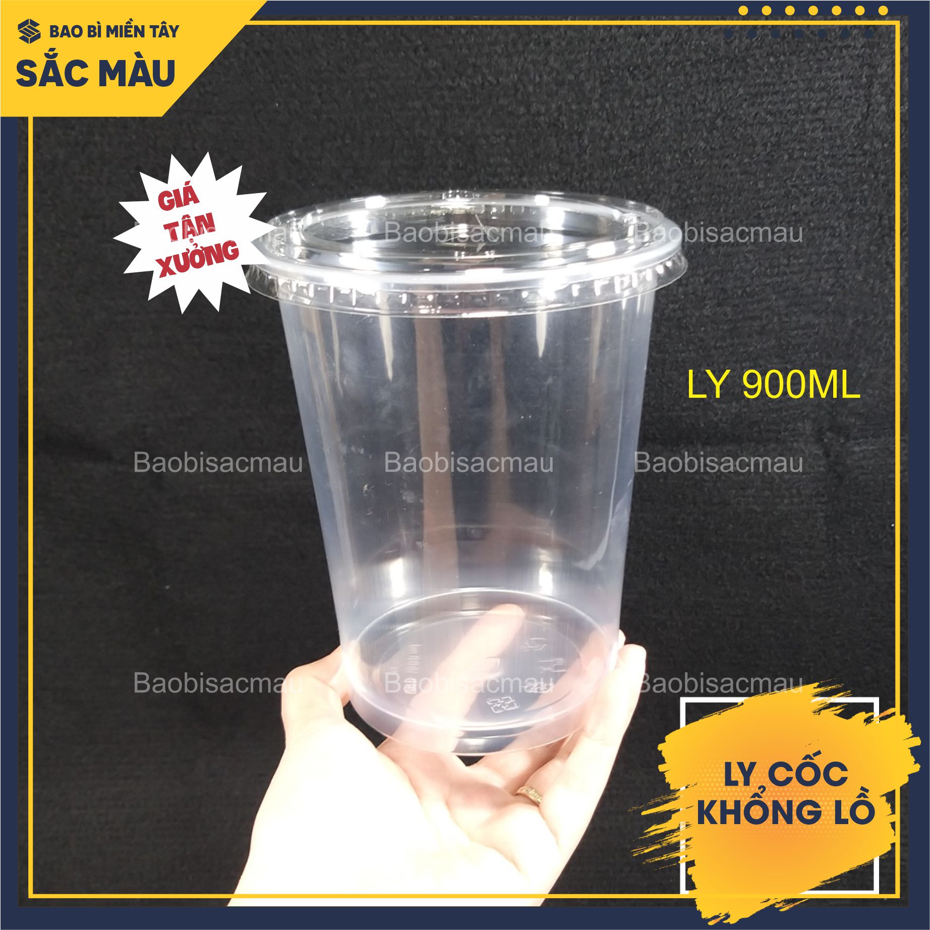 Sỉ 50 cốc nhựa/ ly nhựa PP khổng lồ 800ml, 900ml, 1000ml kèm nắp