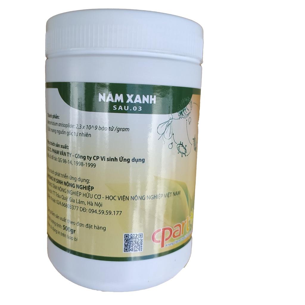 Chế phẩm sinh học NẤM XANH Metarhizium phòng trừ sâu bệnh SAU.03 (Hộp 500g)