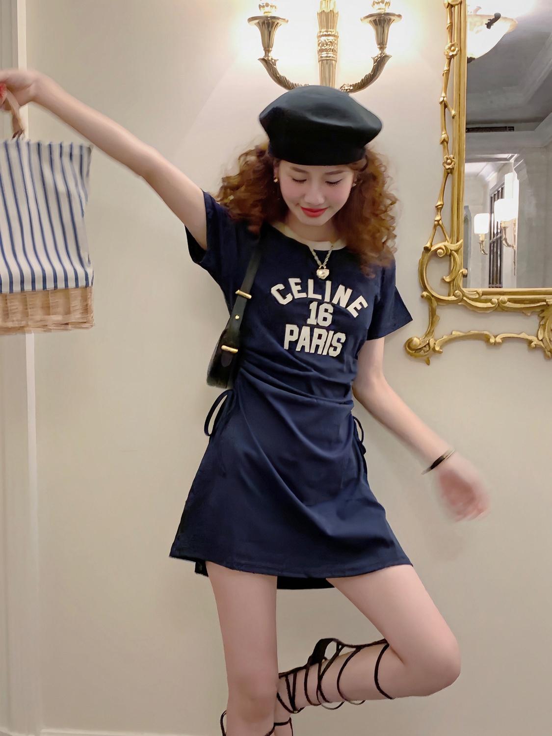 SHUANGYAN Pháp ăn mặc giản dị trăm phù hợp retro học viện phong cách váy đụng màu váy vừa vặn khí chất thắt lưng lộ vẻ gầy in váy