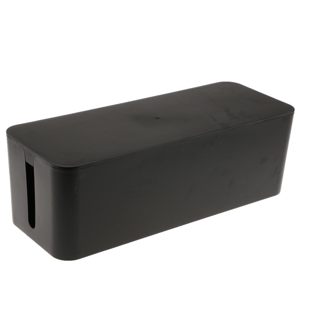 2x Cable Management Box Cable Organizer 16 "Cover Hide Hide Cable Connector Black