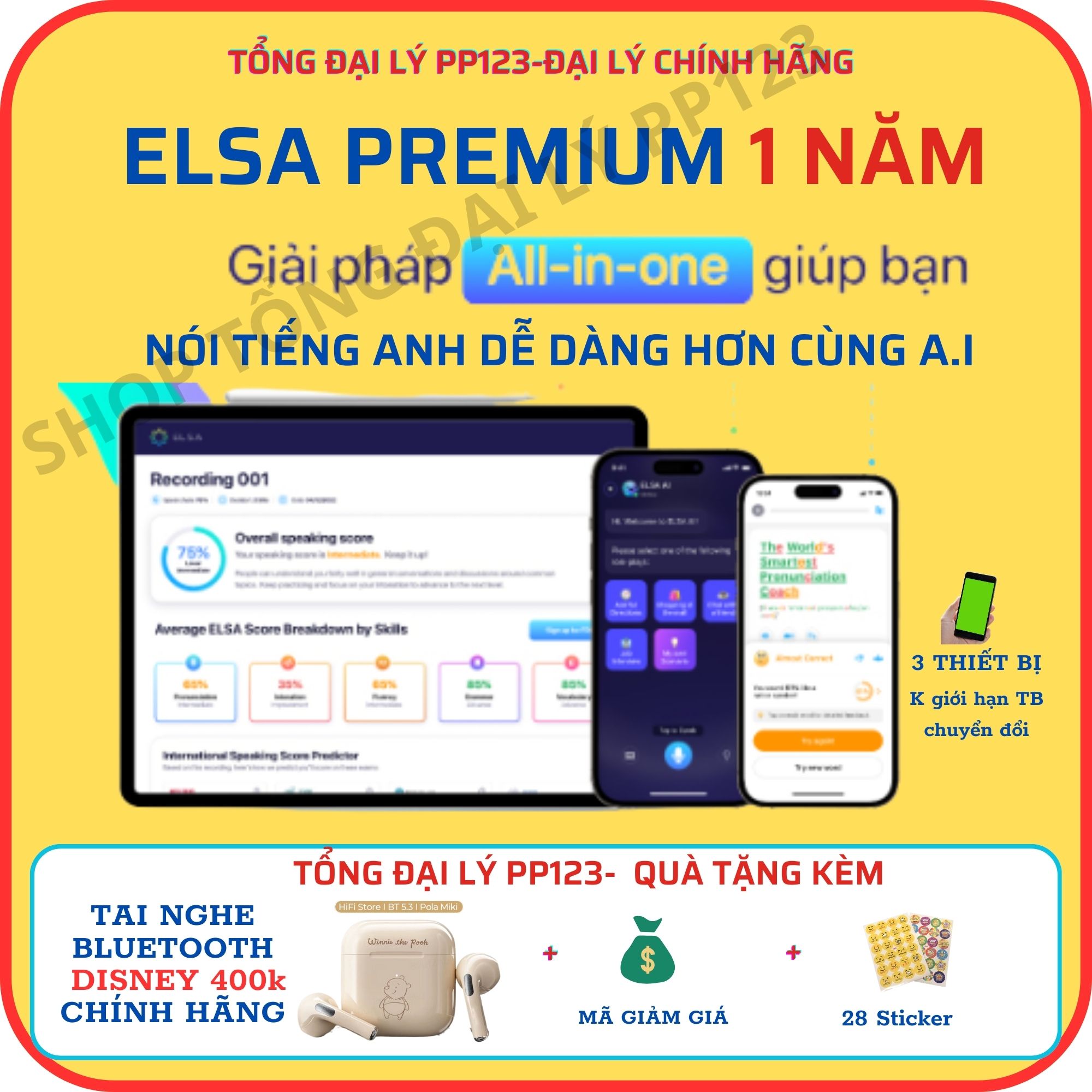 Trọn bộ ELSA Premium bao gồm ELSA Pro, ELSA AI và Speech Analyzer - 1 năm