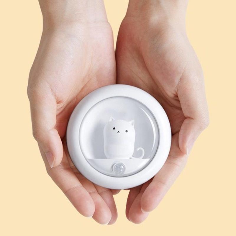 Đèn Led Tròn Cảm Biến Chuyển Động LUKEN Hình Mèo Kèm Sạc Usb Tiện Dụng