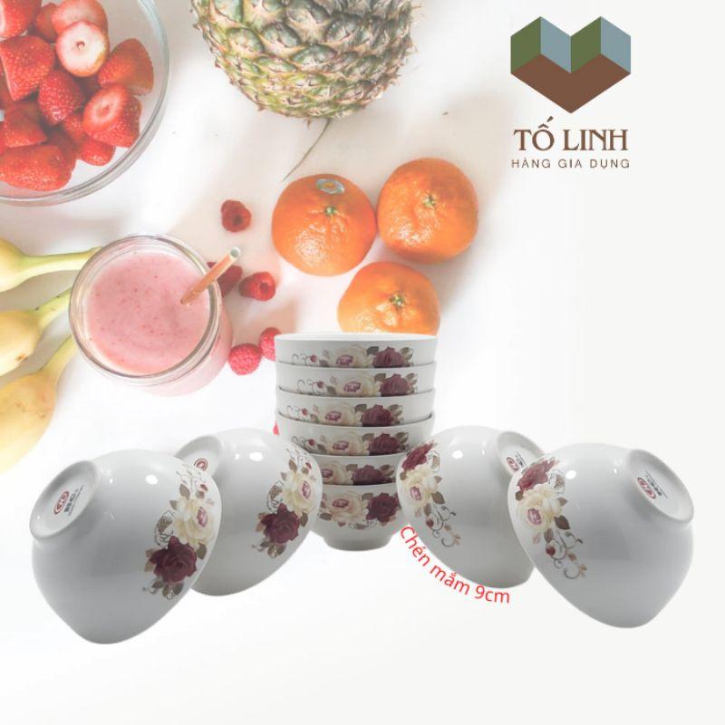 Combo 10 chén mắm sứ hoa,Set 10 chén mắm sứ hoa
