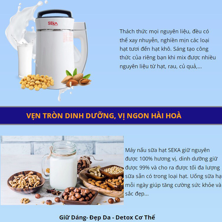 Máy Làm Sữa Hạt Đa Năng SEKA 1.8L, Công Suất 700W - Hàng Chính Hãng