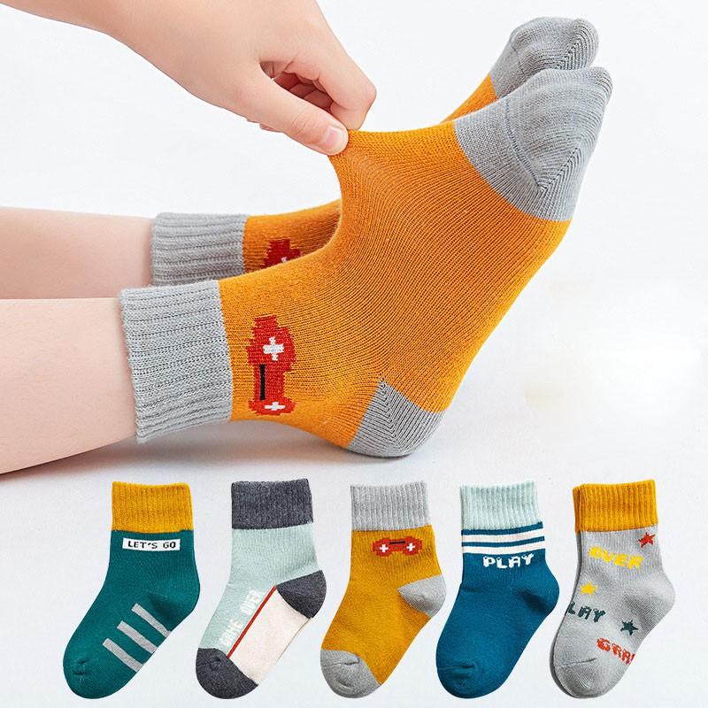 Set 5 Tất Cầu Vồng Cho Bé Trai Bé Gái Cao Cổ In Hình Dễ Thương Cao Cấp Dày Ấm Áp Chất Cotton