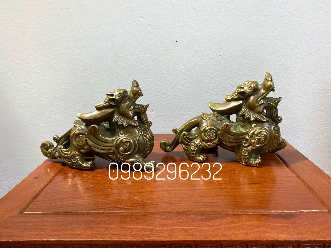 Đôi Tỳ Hưu phong thuỷ bằng đồng màu hun