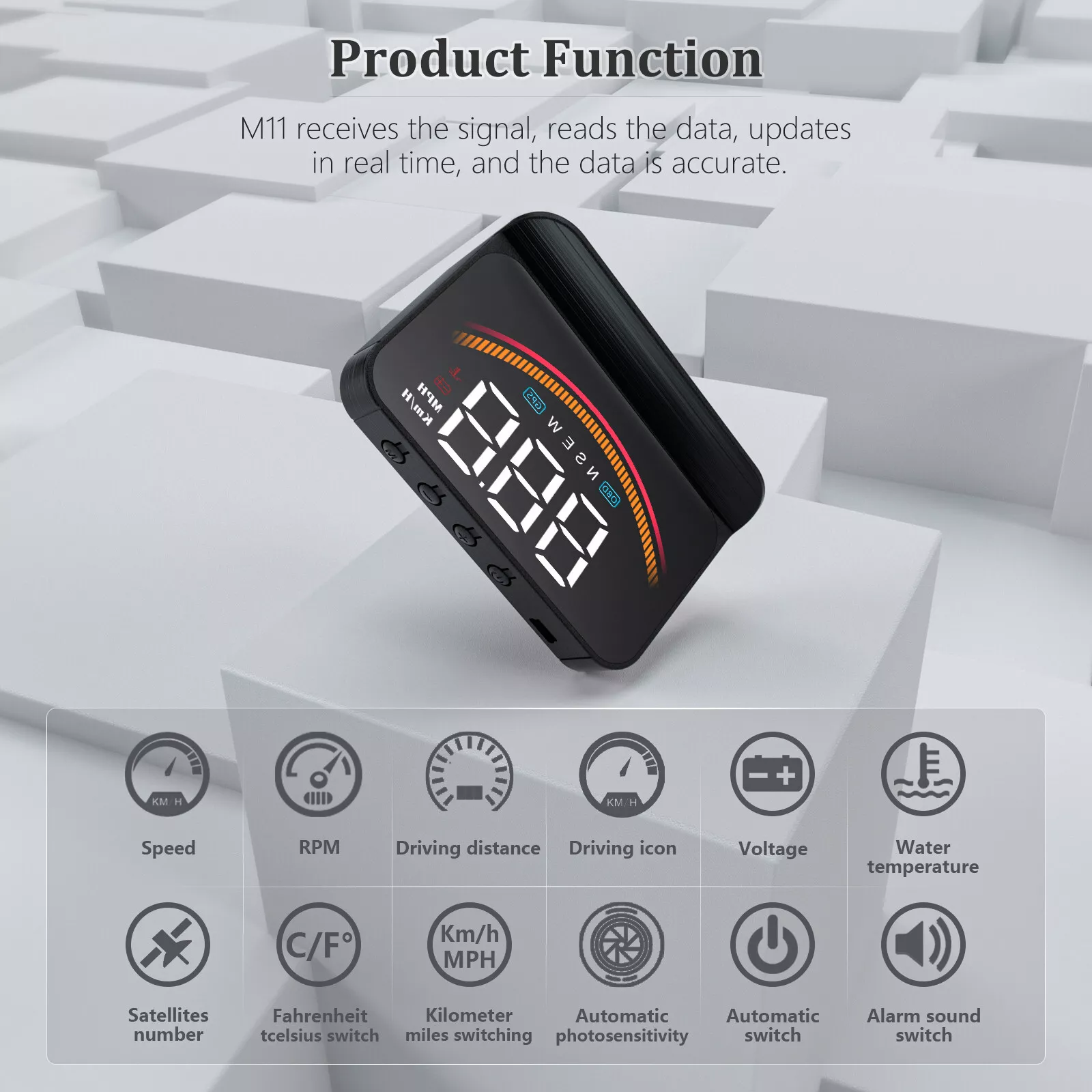 Màn Hình HUD M11 Hiển Thị Tốc Độ OBD2 + GPS – Đa Hệ, Đa Giao Diện, Tương Thích Mọi Loại Xe