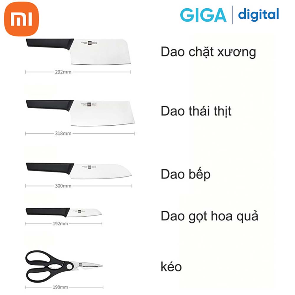 Bộ dao làm bếp 6 món Xiaomi HUOHOU - Hàng Chính Hãng